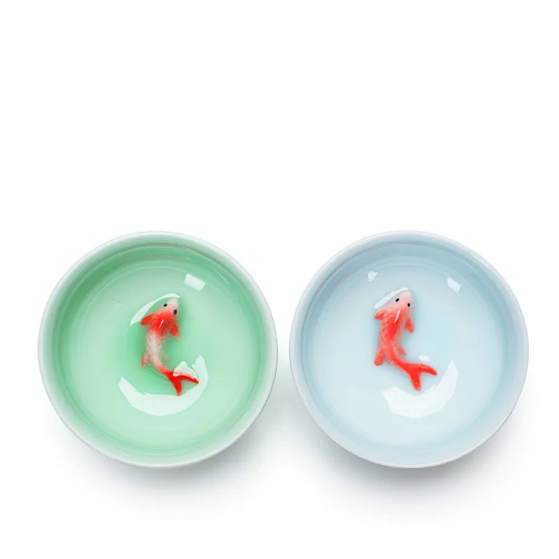 Китайские фарфоровые чайные чашки Celadon рыба чайная чашка набор листовая чайная посуда Улун чай керамический Китай Чайные Наборы кунг-фу