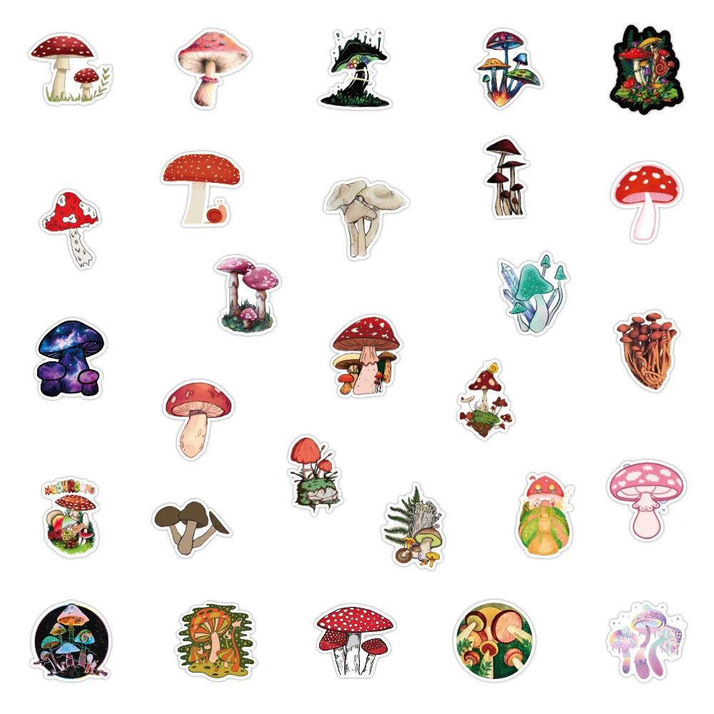 103050pcs cute plant mushroom stickers laptop guitar luggage skateboard car waterproof graffiti sticker funny decal kid toys free global shipping