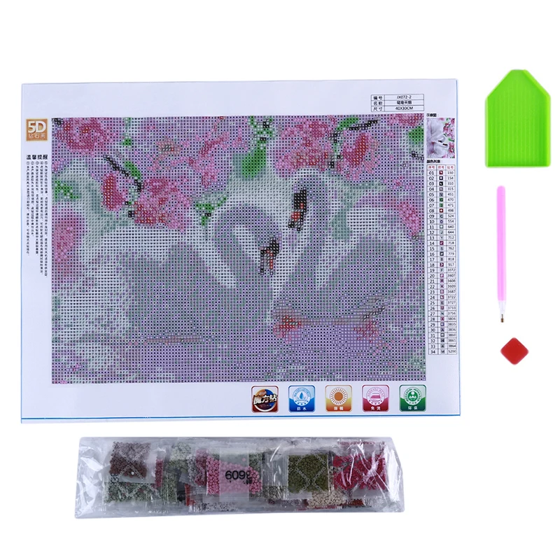 Картина цветная пара лебедей алмазная живопись наклейки Вышивка крестом Стразы