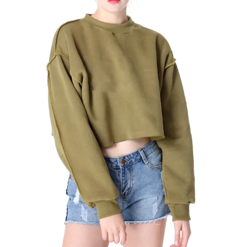 

Women's Multicolor Loose Sweatshirt Hoodie Casual Loose Long Sleeve Fleece Short Crop Streetwear Winter Clothes Women 2021 new