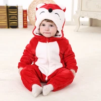 spring flannel cute red fox shape baby cartoon romper newborn hooded inflant clothing boy girl pajamas animal onesie jumpsuit