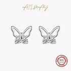 Женские серьги-гвоздики из серебра 100% пробы с бабочкой