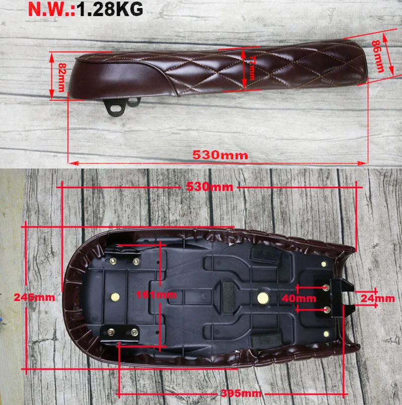 Винтажная мотоциклетная плоская Подушка 530 мм в стиле ретро для Кафе Racer седло