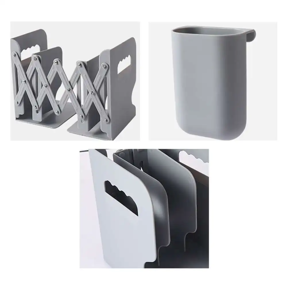 

Retractable Bookshelf Shelves Desktop Book Holder Stationery Storage Organizer with Pen Holder Telescopic Folding Book Stand