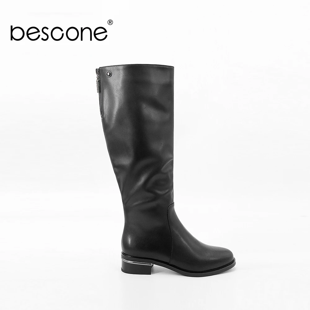 Женские сапоги на среднем квадратном каблуке с круглым носком | Обувь