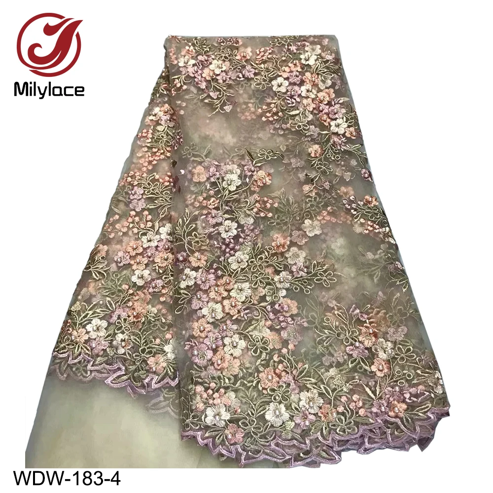 Milylace новый дизайн французская кружевная ткань яркая Цветочная вышитая тюль с