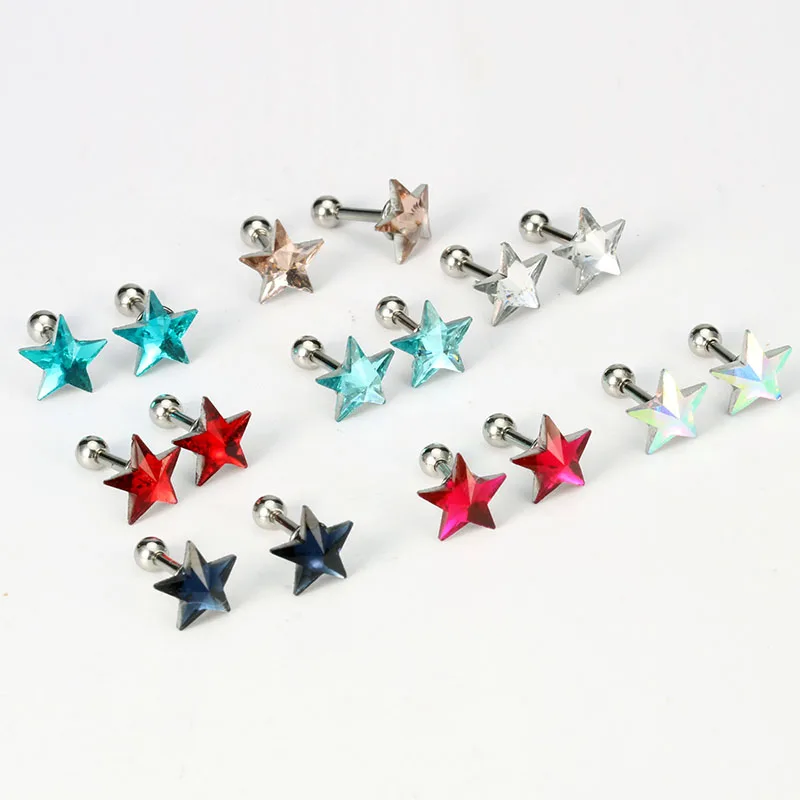 Комплект из 2 предметов маленькая звезда серьги штифты нержавеющей стали
