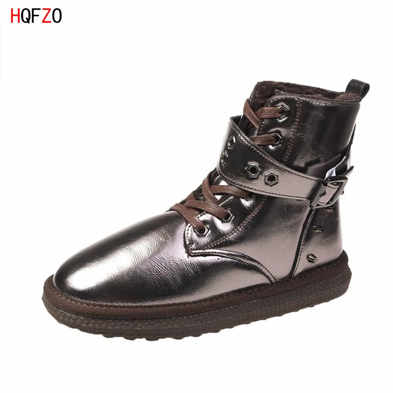 

HQFZO Good Quality Women Snow Boots Keep Warm Plush Winter Botas Platform Cross-tied Thick Bottom Female Shoes Waterproof Botine