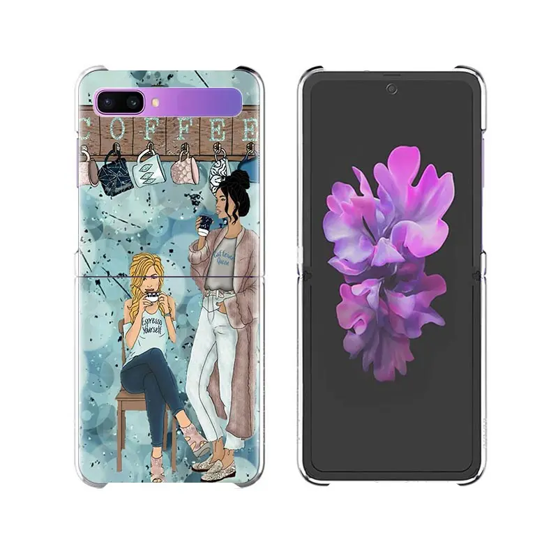 

Ok But First Coffee Girl Case for Samsung Galaxy Z Flip Hard Clear Plistic Phone Coque Split Folding Cover Fashion Shell