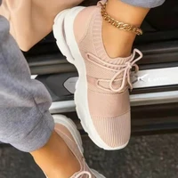 plus size 43 shoes woman 2021 new stretch fabric breathable fashion sneakers lace up zapatos de mujer platform sneakers female