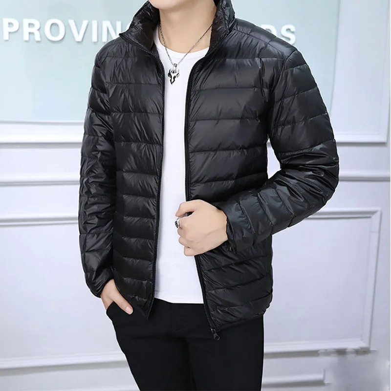 

New Autumn Winter Men Duck Down Jacket Ultra Light Thin Plus Size Spring Down Jackets Men Stand Collar Parka Outerwear Coat XXXL