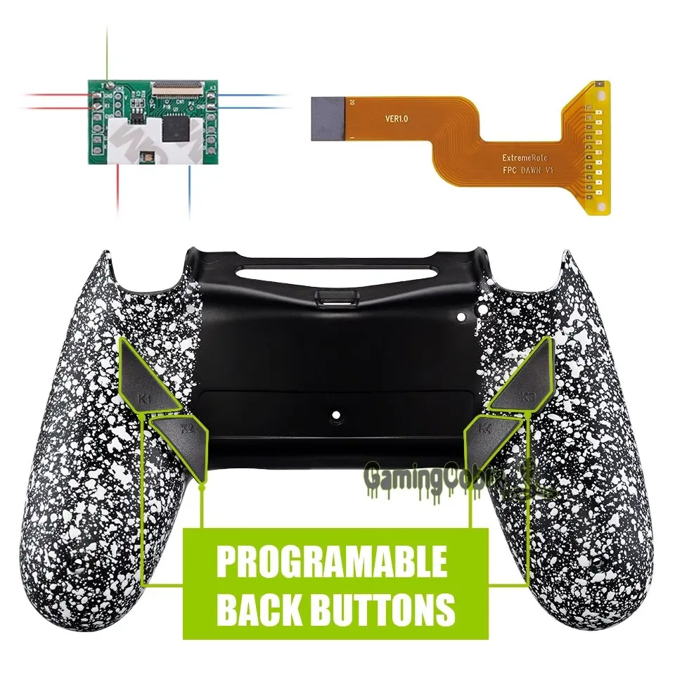 Рассвет программируемый Remap комплект для PS4 тонкий поляризационный фильтр Pro контроллер JDM 040/050/055 w/задняя крышка в виде ракушки и 4 и пуговицами на спине - Цвет: Textured White