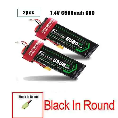 GTFDR 2 шт. 2S 7,4 V 6500 мА/ч, 6000 мА/ч, 50C 60C 120C Lipo Батарея RC Запчасти на колесиках TRX AKKU для TRX TRX4 1/10 автомобиль Радиоуправляемый Дрон вертолет - Цвет: 2PCS6500HARDXBLACK