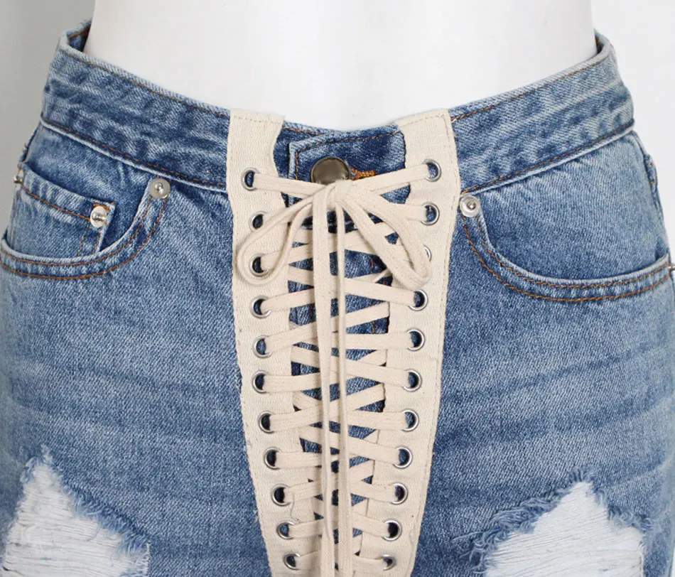 

UpAvonu Patchwork Cross Strap Denim Women's Shorts High Waist Hole Tassel Streetwear Shorts Female 2020 Summer Fashion New