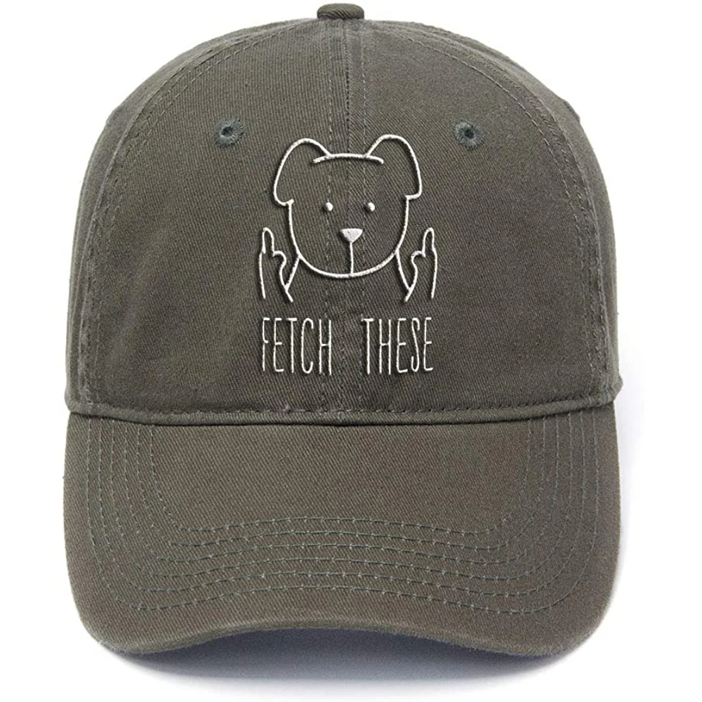 

Lyprerazy Flock Printing Dog Lover Gifts for Fetch These Washed Cotton Adjustable Baseball Cap