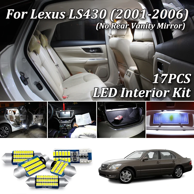 17 шт. без ошибок Canbus для Lexus LS 430 LS430 2001 2006 светодиодный светильник свет + комплект