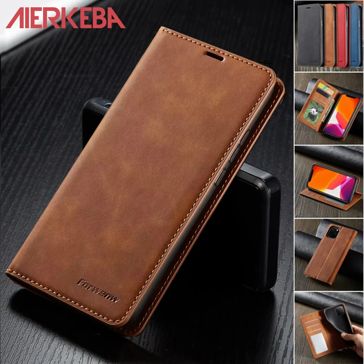 Кожаный чехол для iPhone 11 Pro Max откидной с магнитной застежкой и подставкой телефона