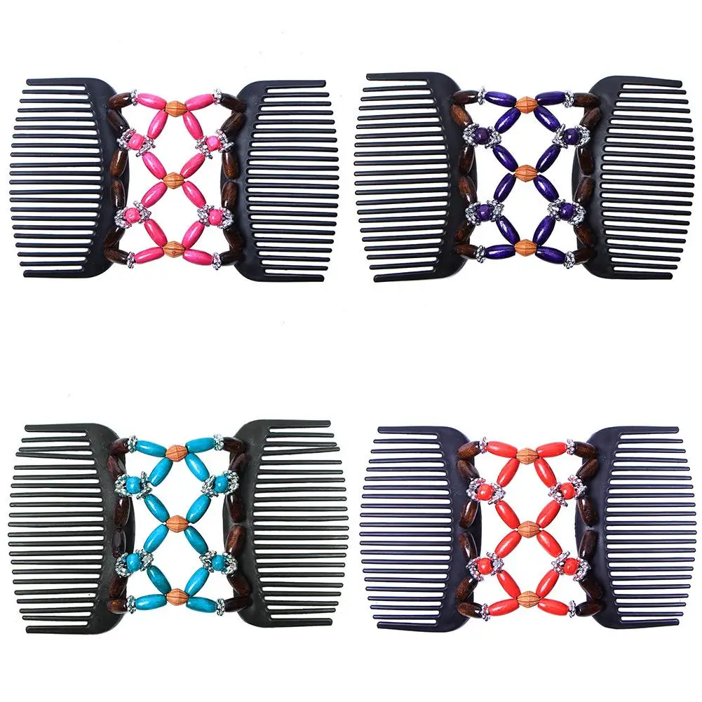 

1pcs Retro Hairstyle Double Magic Clip Pearl Elastic Hairpin Jewelry Beading Imitation Pearl Elastic Hairpin Anti-static Comb
