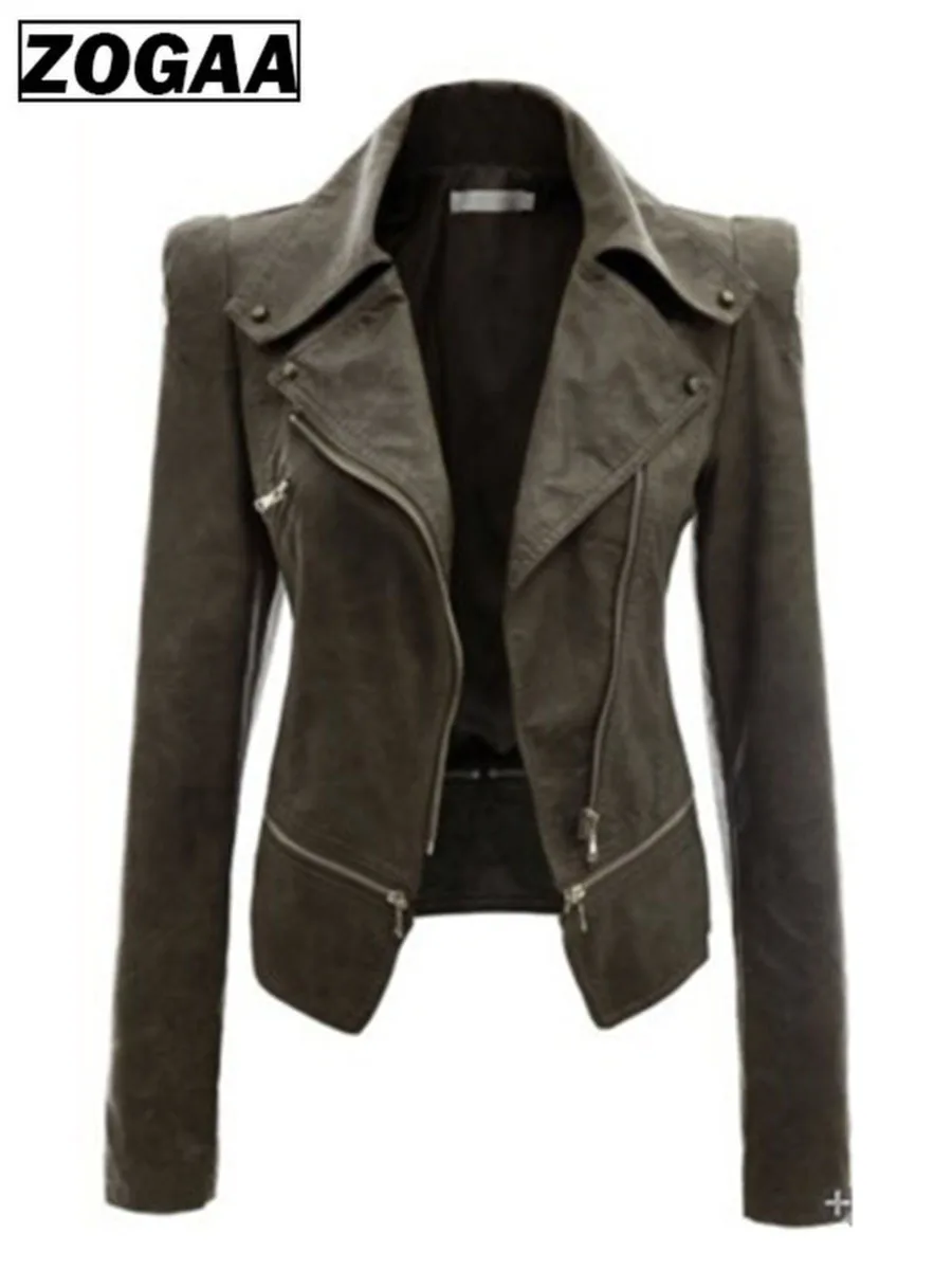 2019 Осенняя Женская куртка из искусственной кожи готическая Черная Готическая