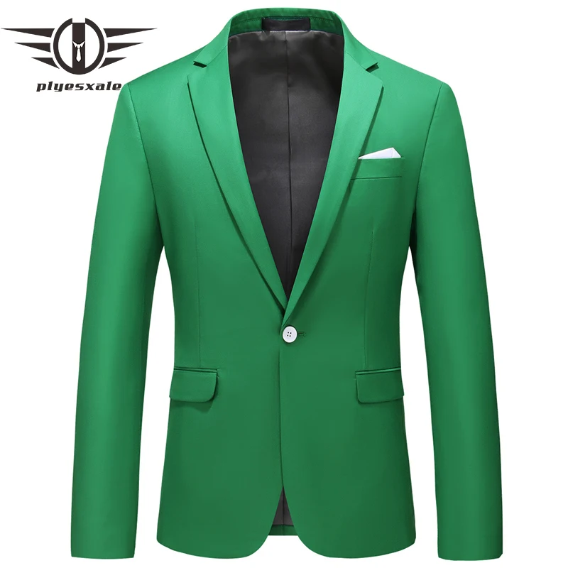 Блейзер Мужской облегающий повседневный пиджак фиолетового красного голубого