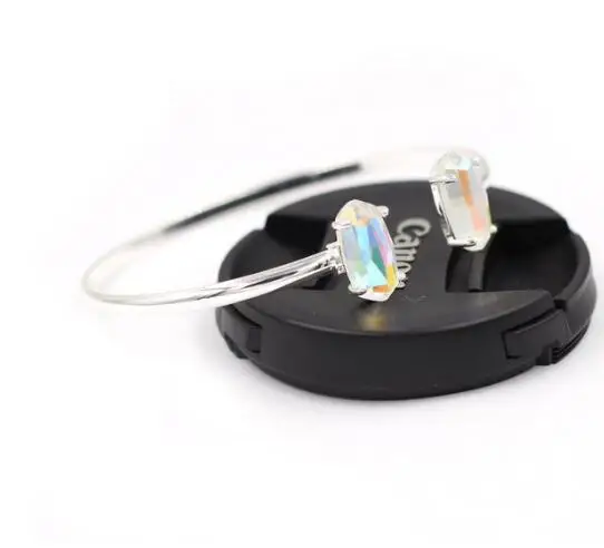 Silver AB bangle Модные маленькие стеклянные Висячие AB серьги для женщин - Окраска металла: Silver AB bangle