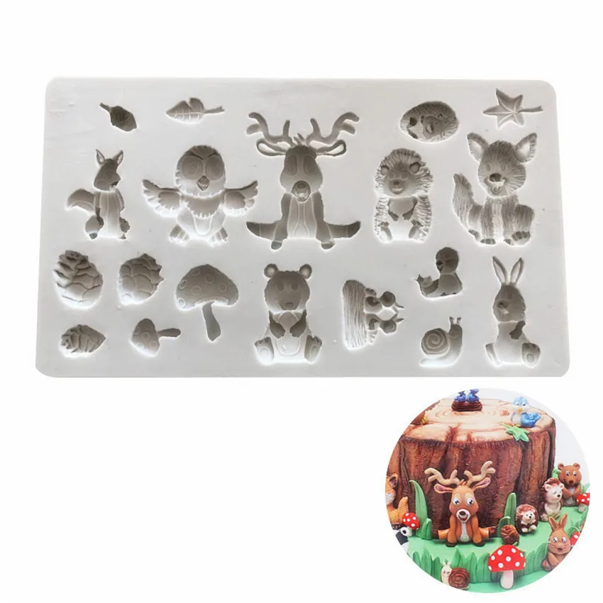 

Forest animals Cakes Molds Silicone Mold Fondant Cake Chocolate Soap Candy Biscuit Sugar Mold Baking Kitchen Accessories DIY