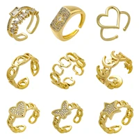 vintage copper rhinestone heart butterfly rings oil drop ring women fashion statement irregular adjustable wedding jewelry