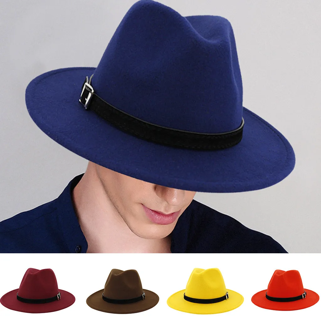 2019 мужская и женская одноцветная винтажная шляпа с широкими полями пряжкой на