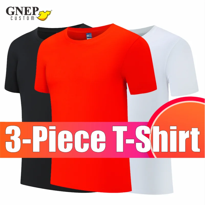 Летняя дышащая футболка из 3 предметов однотонная Повседневная модные топы с