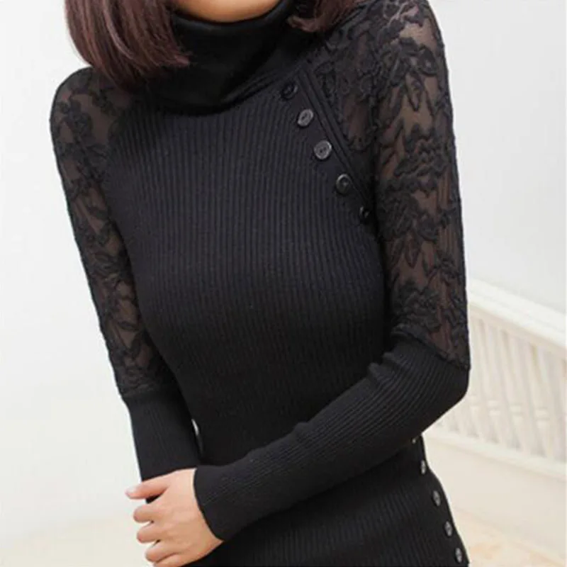 Женский пуловер свитера водолазки с пуговицами свитер для женщин зимний женский