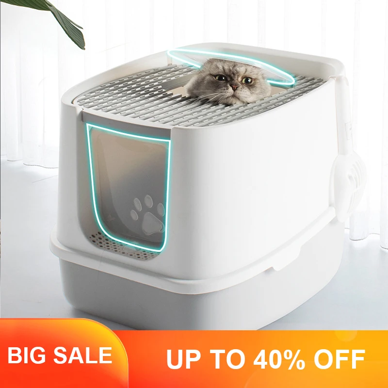 

Fully Enclosed Pet Toilet Bedpan Anti Splash Cats Litter Box Cat Dog Cleaning Supplies Kitten Litter Box Pet Toilet Litter