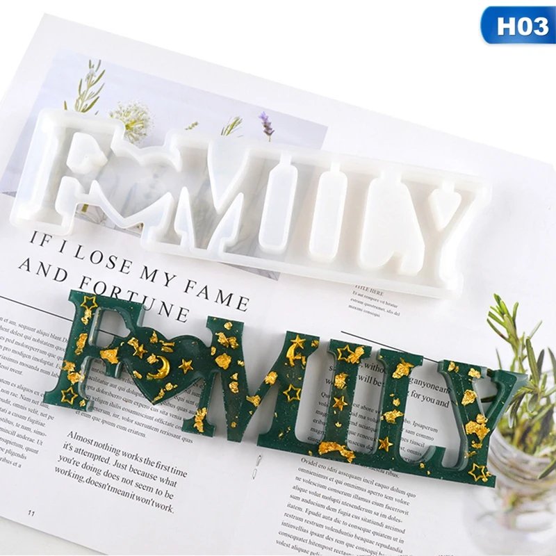 

Valentine's Day Heart Shape HOME LOVE Silicone Mould Letters Crystal Resin Mold DIY Crafts Casting Molds Jewelry Making Tool