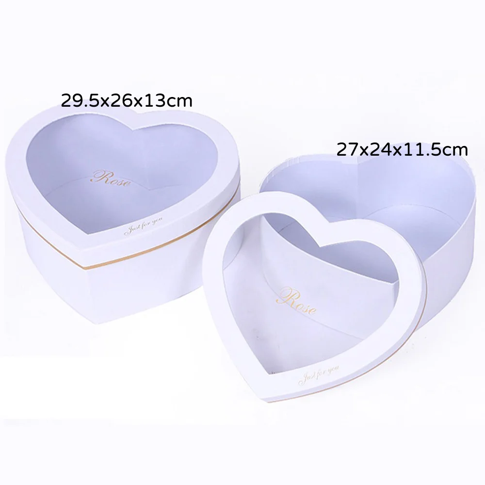 

2pcs Heart-shaped Gift Box Florist Packing Flower Wedding Party Mother's Day Christmas Packing Present Box