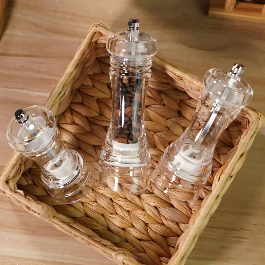 Salt Pepper Grinder Refillable Clear Acrylic Mills with Adjustable Coarseness Precision Mechanisms Multi-size Kitchen Gadget | Дом и сад