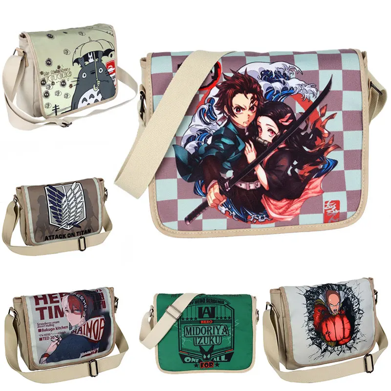 Сумка через плечо для косплея аниме Kimetsu No Yaiba холщовая сумка мессенджер мужчин