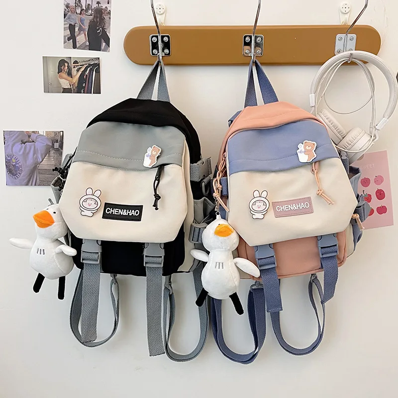 Нейлоновый женский мини-рюкзак, Модный водонепроницаемый рюкзак для девочек-подростков, школьная сумка, милая Студенческая сумка для книг, ...