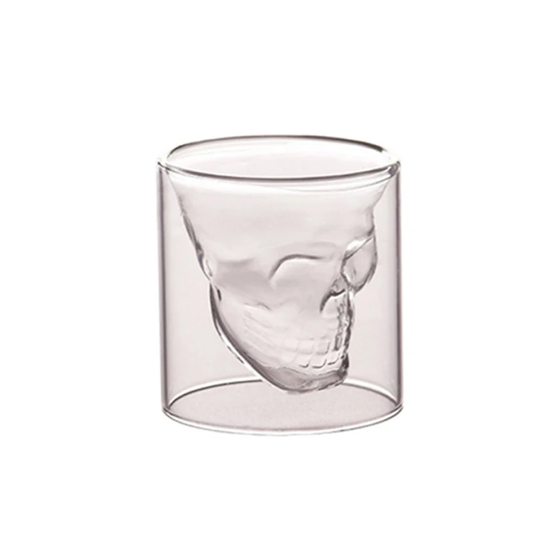 

Coffee Mug Double-Layered Transparent Crystal Anti-Scalding Skull Head Glass Cup For Household Whiskey Vodka Bar Club Beer