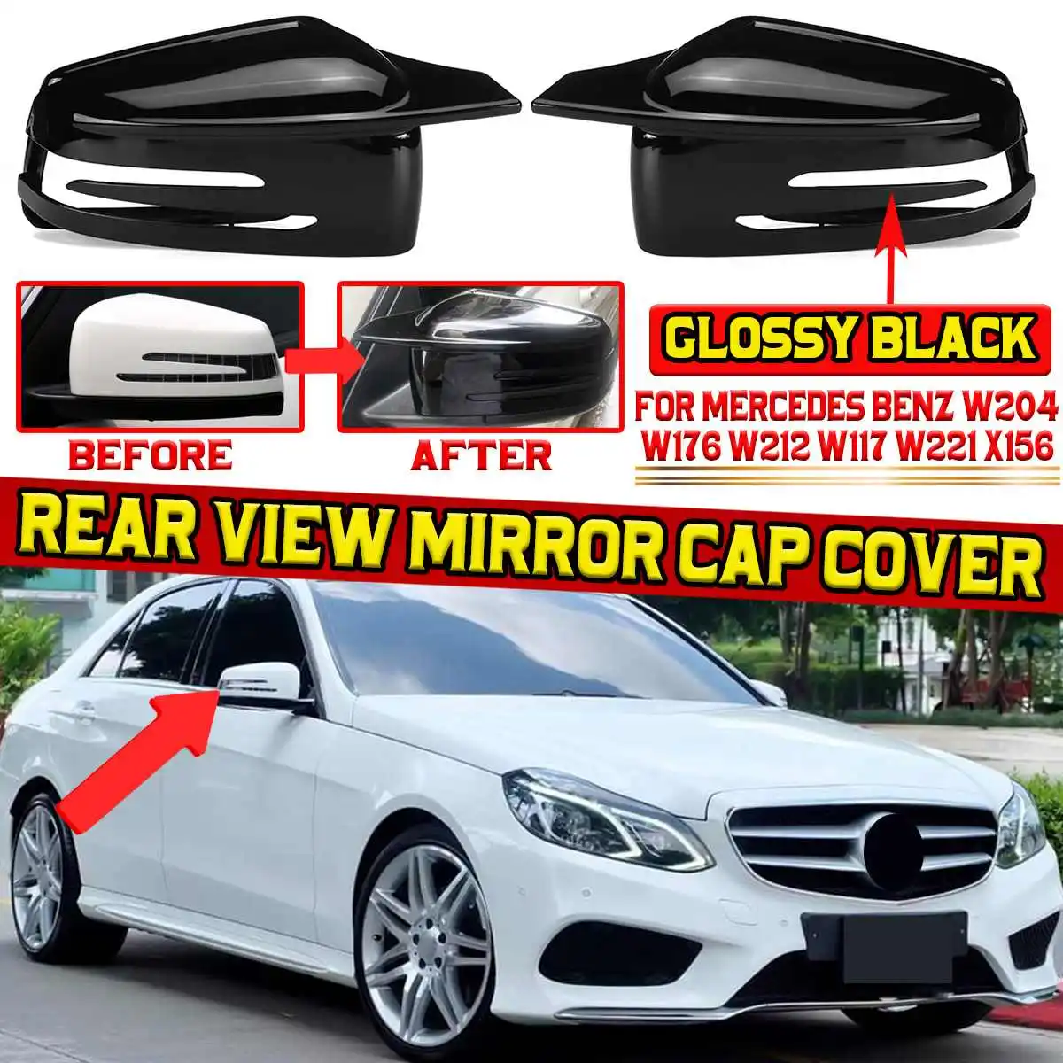 

2PCS Replacement Car Rear View Mirror Cap Cover For Mercedes For Benz W204 W176 W212 W117 W221 X156 W204 Rearview Mirror Cover