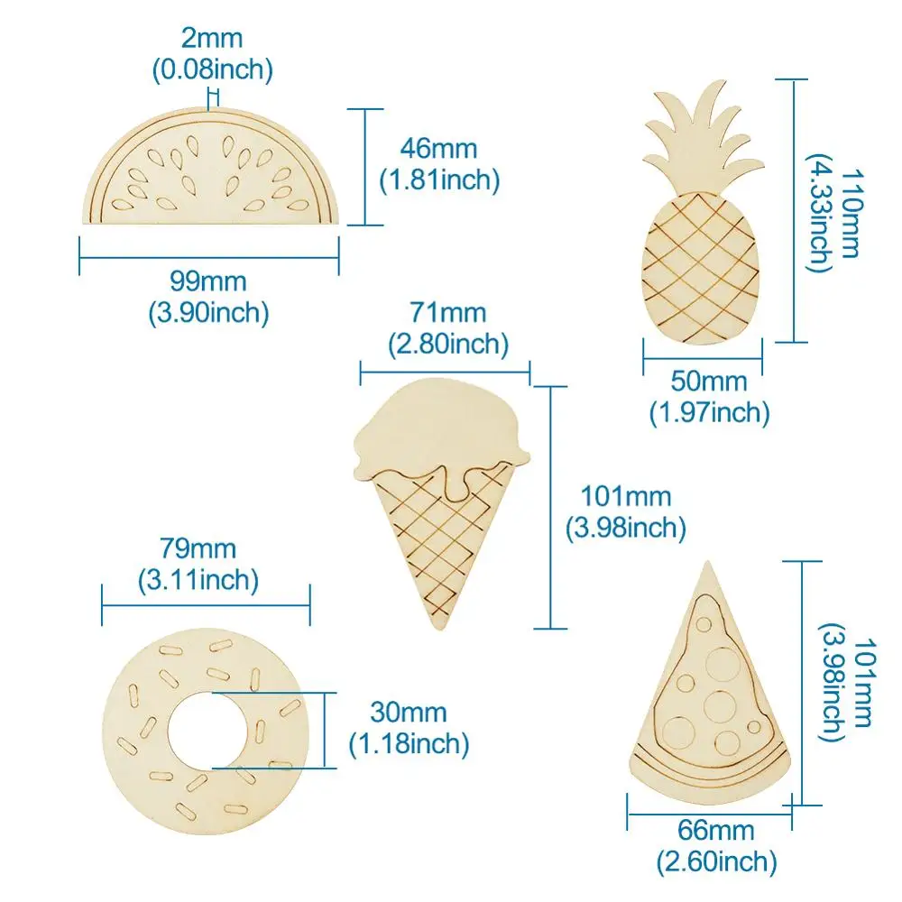 25 шт. деревянные кабошоны смешанной формы для украшения арбуза фруктов пиццы |