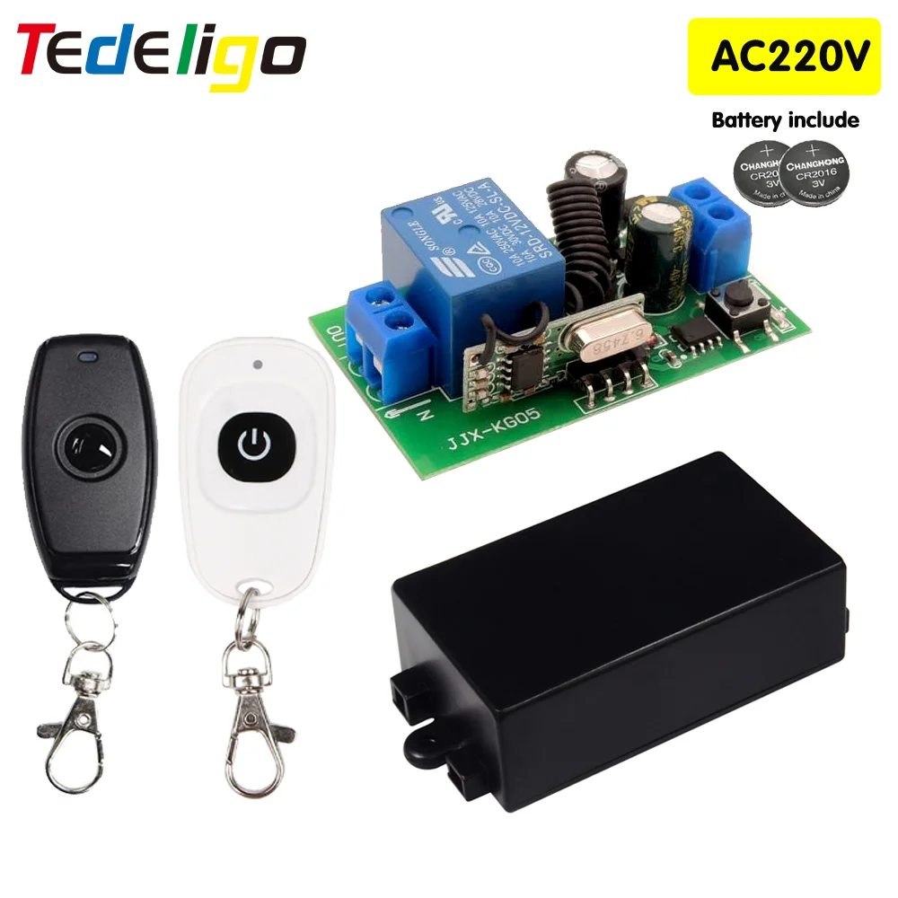 

Wireless Remote Control 433 Mhz AC220V 10A 1CH Relay Receiver ON OFF Button Universal Rf Remote Control For Led Lights Bulb DIY