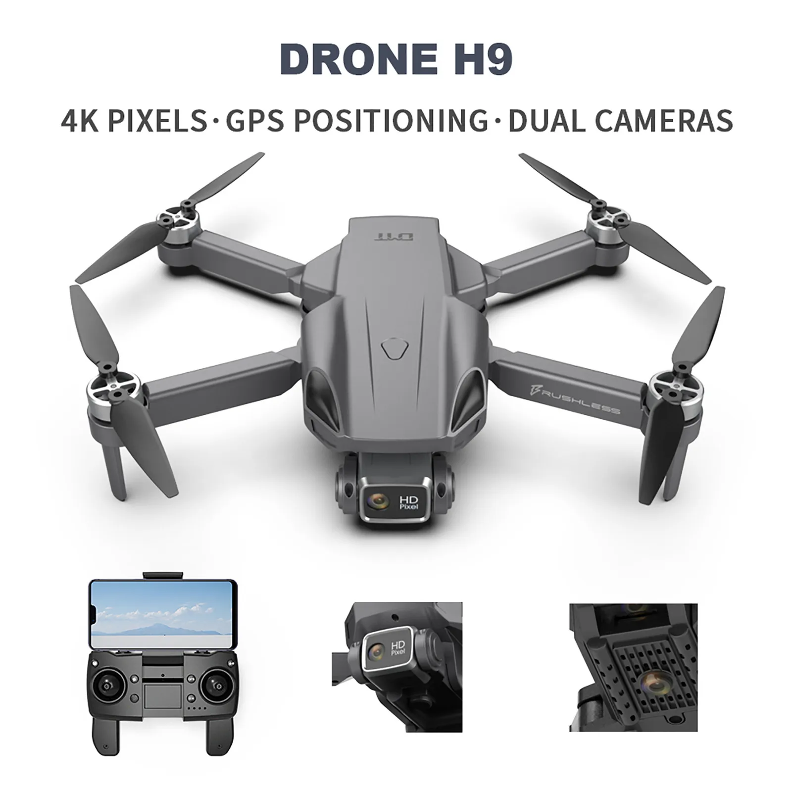 

Квадрокоптер H9PRO с бесщеточным Мотором и GPS, 2000 м