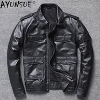 ayunsue men jacket 2020 mens clothing genuine cowhide leather jackets mens air flight suit autumn coat male hommes veste lxr704