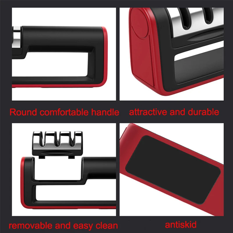 Трехступенчатая Алмазная Керамическая точилка для кухонных ножей Заточка камня