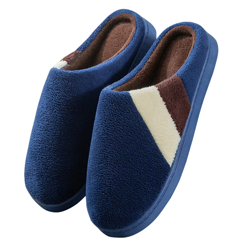

Men Winter Warm Slippers Fur Male Boys Plush Slipper Cotton Shoes Non-slip Splicing Color Home Indoor Casual Slippers Footwear