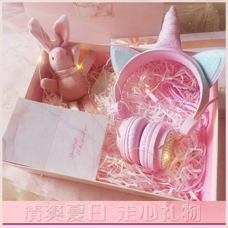 LOL Surprise Dolls Unicorn Wired Headphone with Microphone Music Stereo Earphone Computer Mobile Phone Headset Gifts for Girls