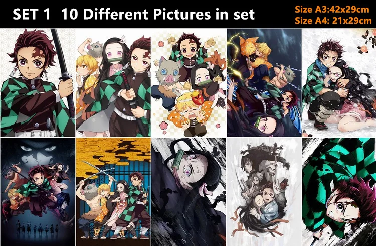 10 шт./лот Аниме Убийца демонов: Kimetsu no Yaiba постер наклейка открытка игрушка