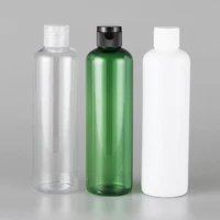 20 x 300ml empty transparent white green refillable bottle with flip top cap pet shampoo bottle plastic toner container