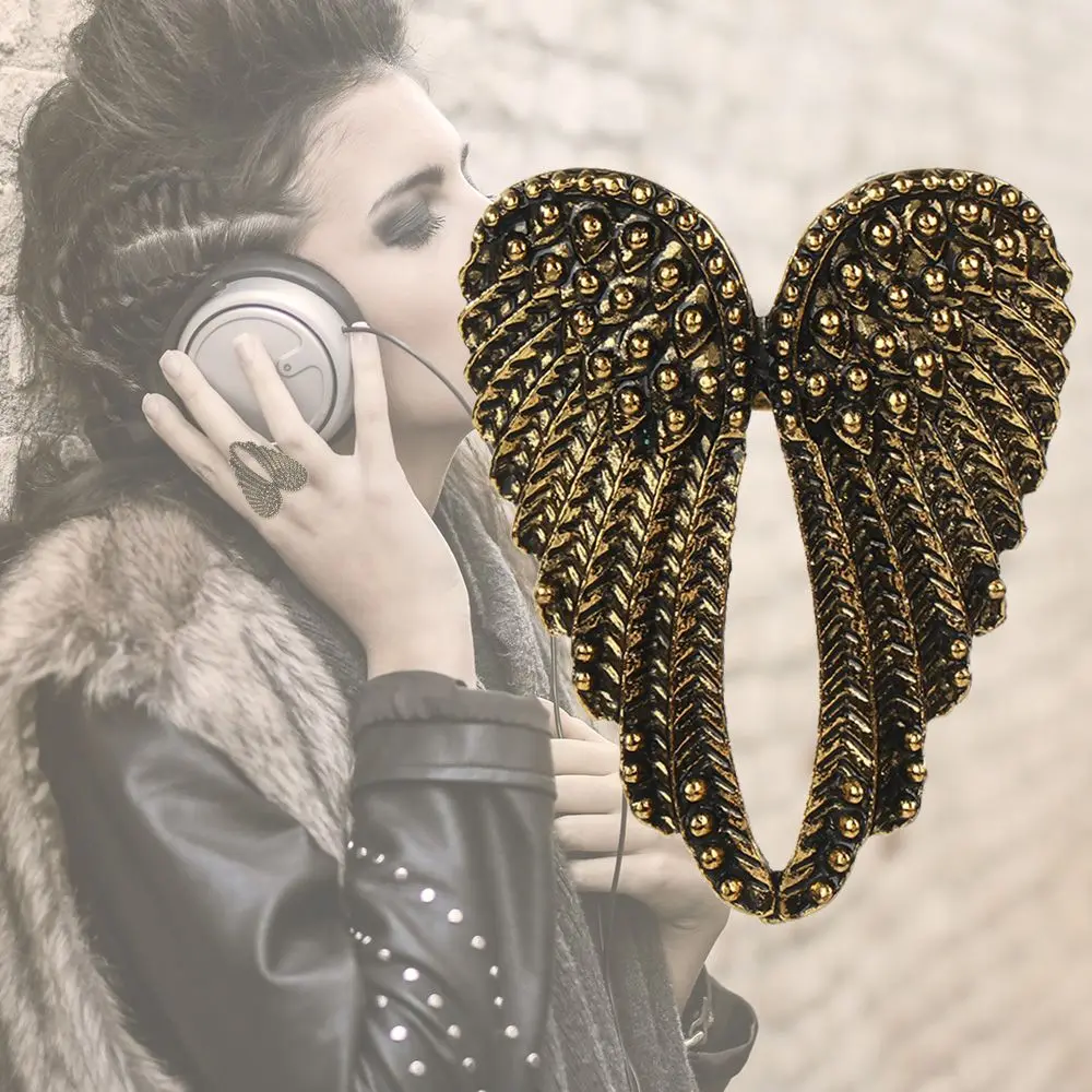

Jewelry Punk Single Hip Hop Wedding Party Big Heart Shape Wings Metal Rings Angel Wings Ring Retro