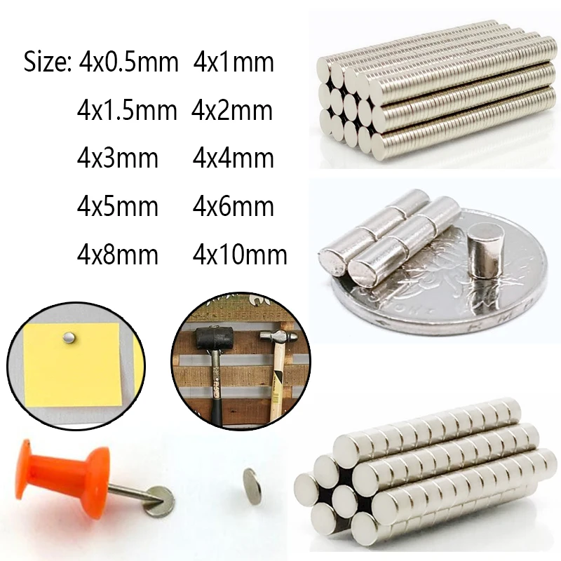 

25~100Pcs Round Magnet4X0.5 4X1 4X1.5 4X2 4X3 4X4 4X5 4X6 4X8 4X10mm Neodymium Magnet Permanent Strong Powerful Magnets