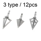 12 шт. 100 зернистых стрел для стрельбы из лука, стрелы с фиксированным твердым лезвием из нержавеющей стали, цельные наконечники для рекурсивного лука арбалета